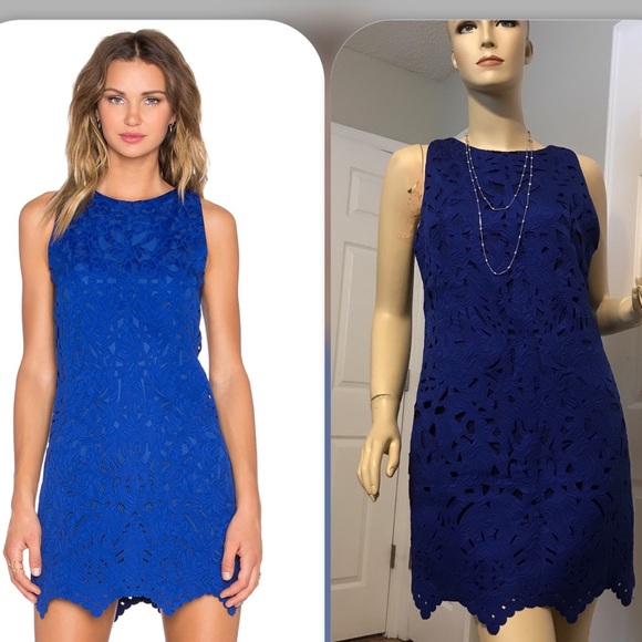 GREYLIN LASER CUT MINI DRESS, SMALL, ROYAL BLUE - Picture 5 of 9